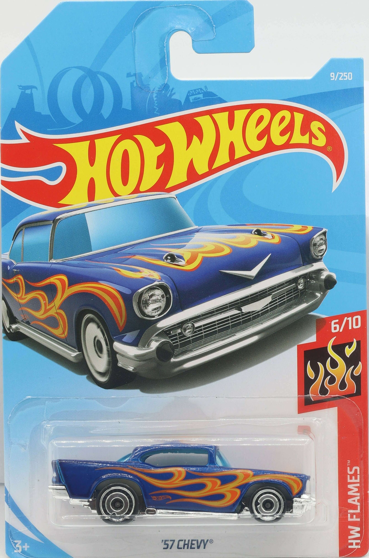 Hot Wheels 2019 - Collector # 009/250 - HW Flames 06/10 - '57 Chevy - Dark Blue - IC