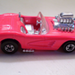 Hot Wheels 1995 - Collector # 341 - Model Series 3/12 - '58 Corvette Coupe - Flourescent Pink - Basic Wheels - Chrome Motor, Interior, Bumpers & Grille - USA
