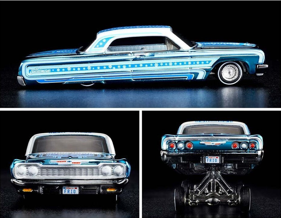 Hot Wheels 2021 - HWC/RLC Exclusive - Holiday Snowman - '64 Chevrolet Impala (Lowrider) - Spectraflame Blue - Metal/Metal - Real Riders - Adjustable/Posable Suspension - Acrylic Display Case