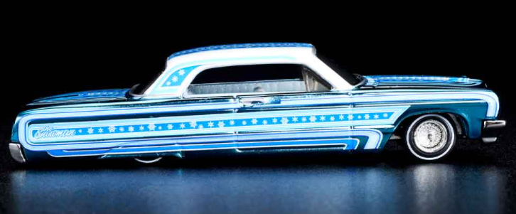 Hot Wheels 2021 - HWC/RLC Exclusive - Holiday Snowman - '64 Chevrolet Impala (Lowrider) - Spectraflame Blue - Metal/Metal - Real Riders - Adjustable/Posable Suspension - Acrylic Display Case