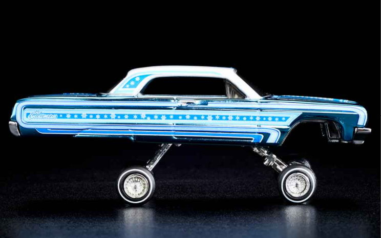 Hot Wheels 2021 - HWC/RLC Exclusive - Holiday Snowman - '64 Chevrolet Impala (Lowrider) - Spectraflame Blue - Metal/Metal - Real Riders - Adjustable/Posable Suspension - Acrylic Display Case