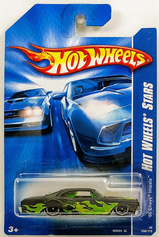 Hot Wheels 2008 - Collector # 058/172 - Hot Wheels Stars 18/36 - '65 Chevy Impala - Matte Black - IC