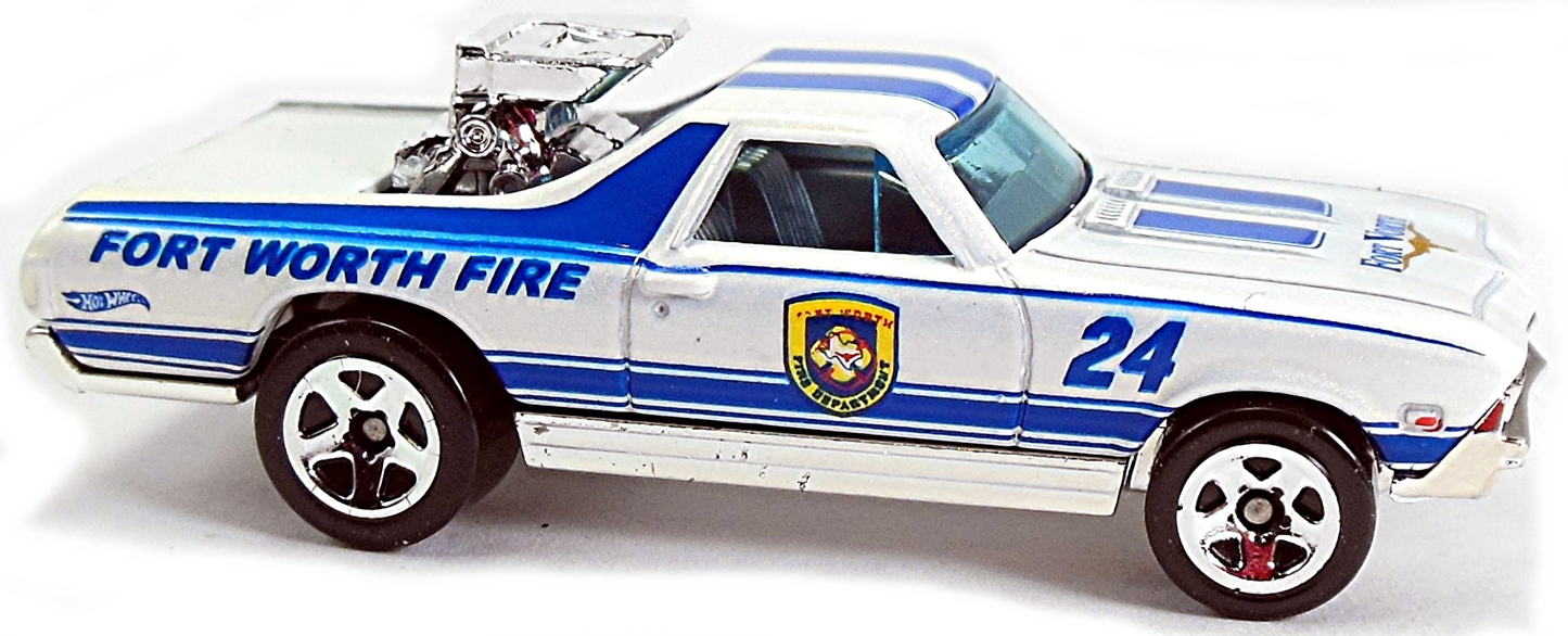 Hot Wheels 2011 - Collector # 167/244 - HW Main Street 7/10 - '68 El Camino - White / Fort Worth Fire # 24 - USA Card