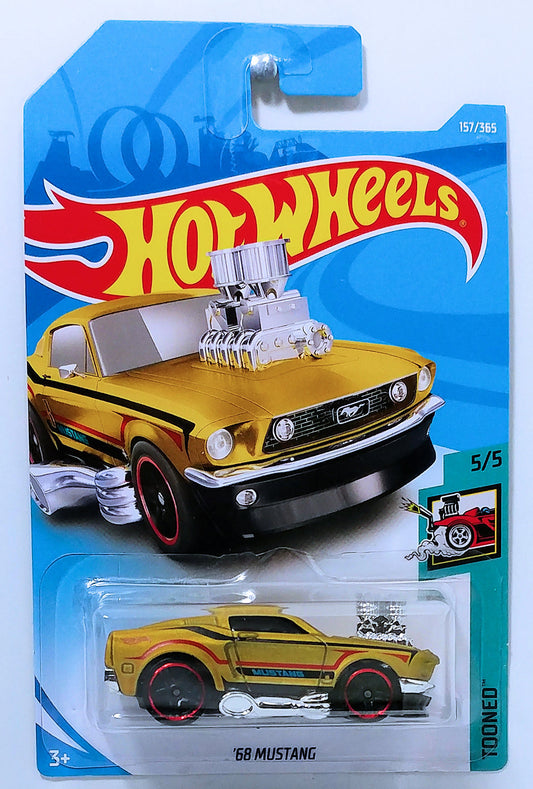 Hot Wheels 2018 - Collector # 157/365 - Tooned 5/5 - '68 Mustang - Matte Dark Gold - International Card