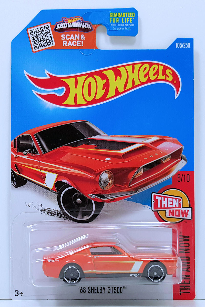 Hot Wheels 2016 - Collector # 105/250 - Then And Now 5/10 - '68 Shelby GT500 - Orange - MC5 Wheels - USA 'Showdown' Card