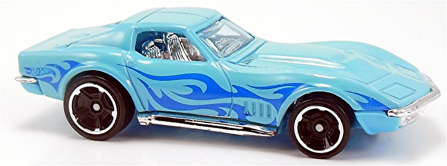 Hot Wheels 2014 Collector 214 250 HW Workshop Heat Fleet 69 Corvette Baby Blue with Flames USA