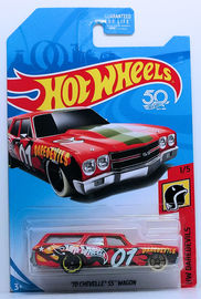Hot Wheels 2018 - Collector # NONE - HW Daredevils 1/5 - '70 Chevelle SS Wagon - Red - USA 50th Card