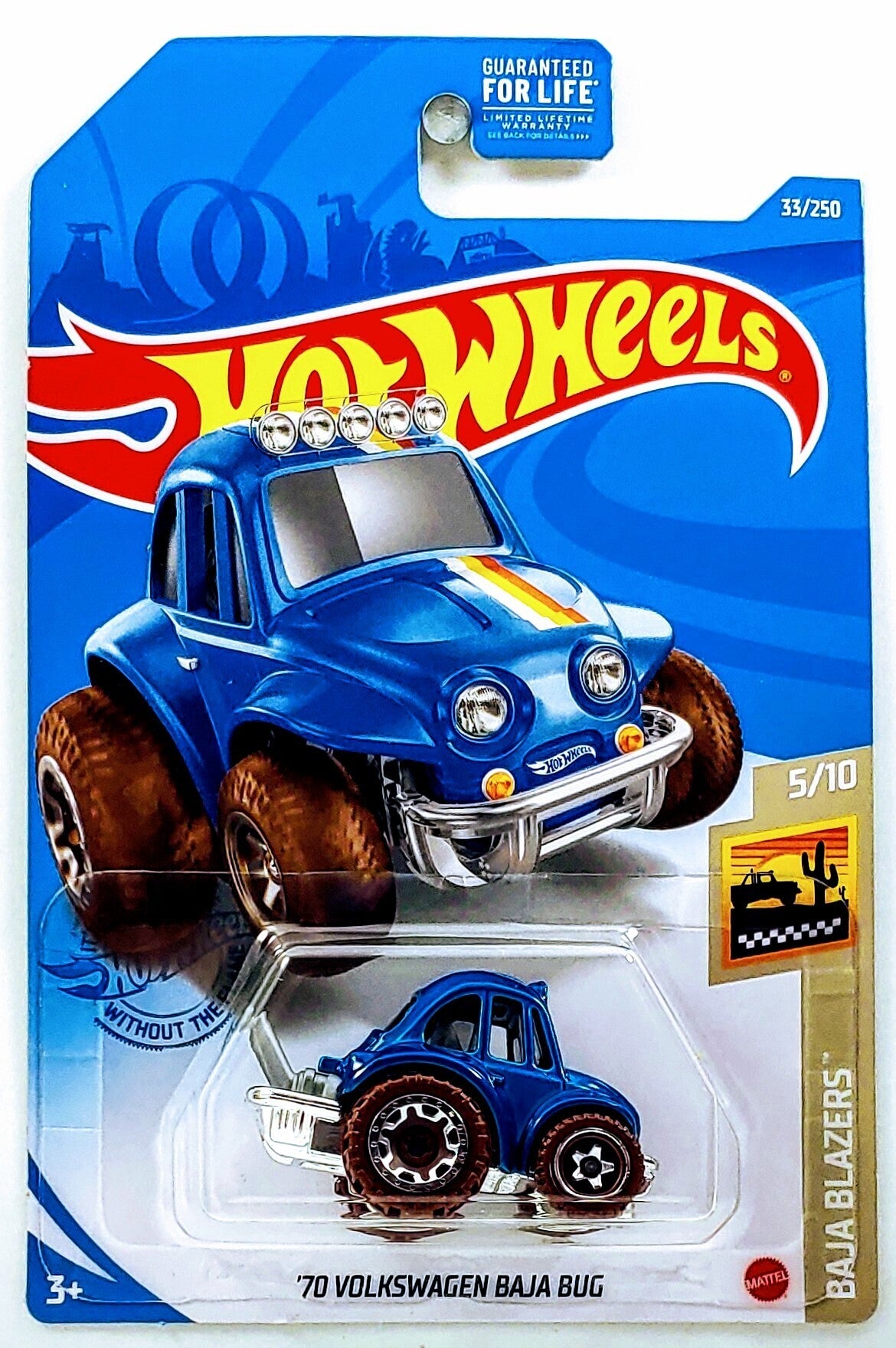 Hot Wheels 2021 - Collector # 033/250 - Baja Blazers 5/10 - '70 Volkswagen Baja Bug (Tooned) - Blue - USA Card
