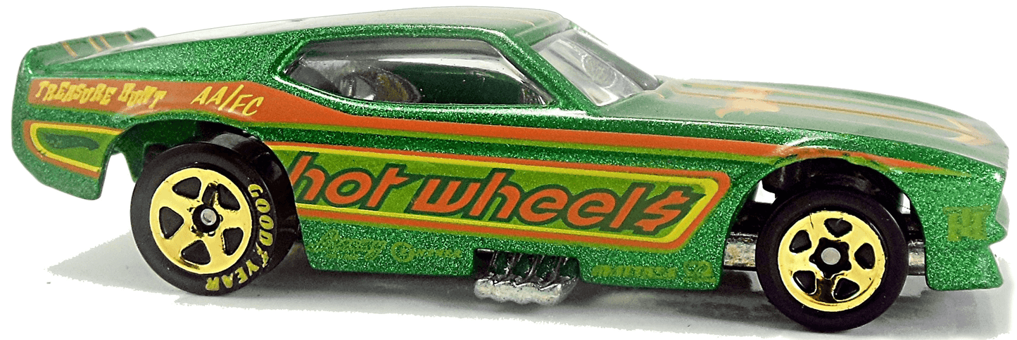 Hot Wheels 2011 - Collector # 060/244 - Treasure Hunts 10/15 - '71 Mustang Funny Car - Green - Gold 5 Spokes - Metal/Metal - Body Lifts - USA Card