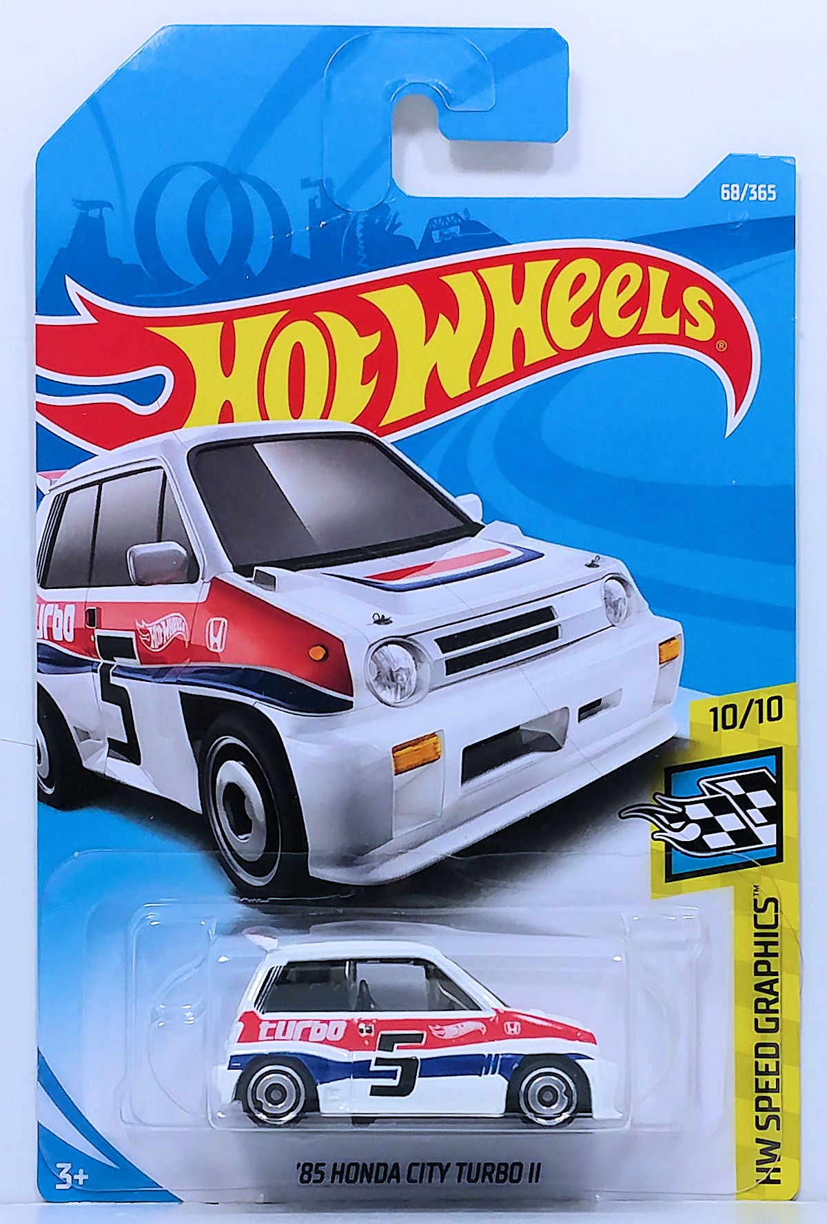 Hot Wheels 2018 - Collector # 068/365 - HW Speed Graphics 10/10 - New Models - '85 Honda City Turbo II - White / #5 - International Card