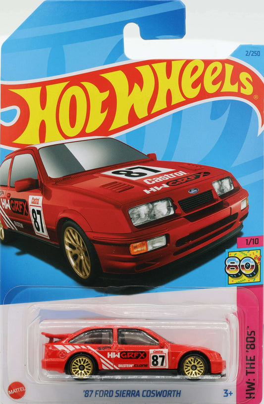 Hot Wheels 2023 - Collector # 002/250 - HW: The '80s - '87 Ford Sierra Cosworth - Red / #87 - IC