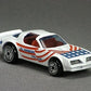 Hot Wheels 1990 - Collector # 37 - Hot Bird (Pontiac Firebird) - White with Stars & Stripes - Ultra Hots - Red Interior - USA Blue Card with Speed Points