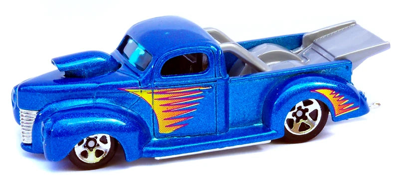 Hot Wheels 1998 - Collector # 654 - First Editions 20/40 - ’40 Ford (Drag Truck) - Lite Blue Metalflake - 5 Spokes - Malaysia - USA Blue Car Card
