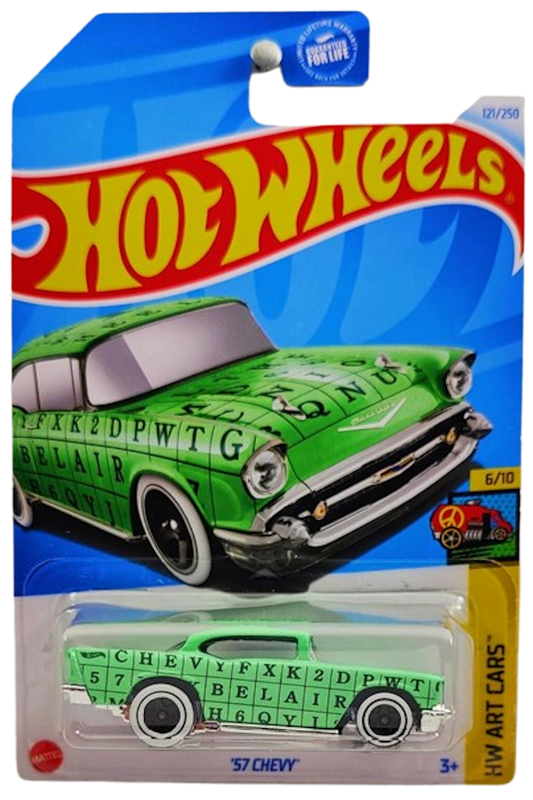 Hot Wheels 2024 - Collector # 121/250 - HW Art Cars 06/10 - '57 Chevy - Mint Green - Various Letters - USA