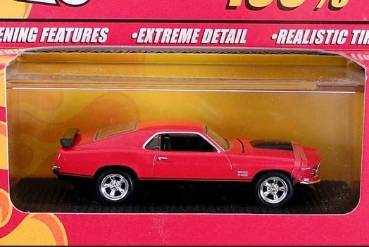 Hot Wheels 2008 - 100% Collectible / 40th Anniversary - '70 Ford Mustang - Red - Rubber Tires - Opening Hood - Extreme Detail - Acrylic Display Box