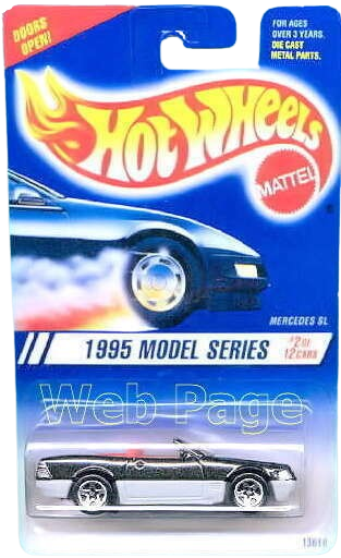 Hot Wheels 1995 - Collector # 342 - Model Series 2/12 - Mercedes SL - Black over Gray - 5 Spoke Wheels - USA Blue & White Card