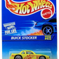 Hot Wheels 1996 - Collector # 472 - Buick Stocker - Fluorescent Yellow / 'MOREY' Graphics - Black Metal Base - LW Wheels - USA Blue & White Card