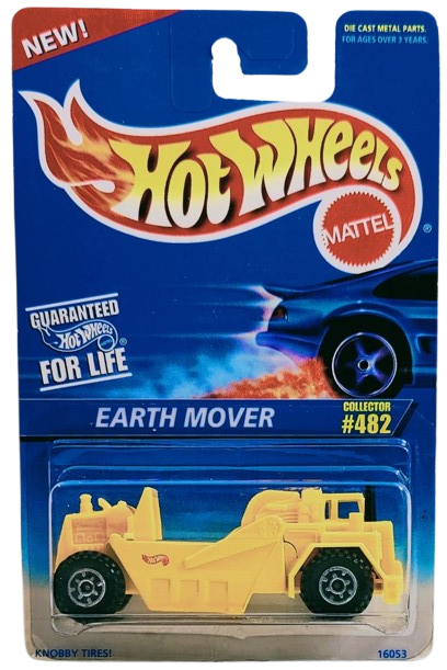 Hot Wheels 1996 - Collector # 482 - (CAT) Earth Mover - Yellow - ORCT Wheels - USA Blue & White Card