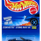 Hot Wheels 1997 - Collector # 595 - Corvette Sting Ray III - Metallic Blue - 3 Spokes - USA Blue & White Card