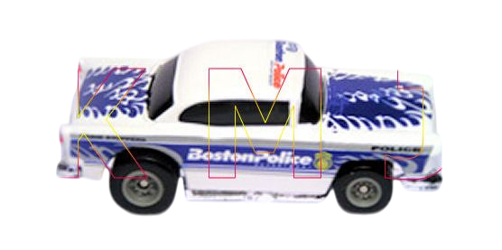 Hot Wheels 1999 - Cop Rods # 23449 - '55 Chevy - White / Boston, MA Police Dept - KB Toys Exclusive - MPN 23449