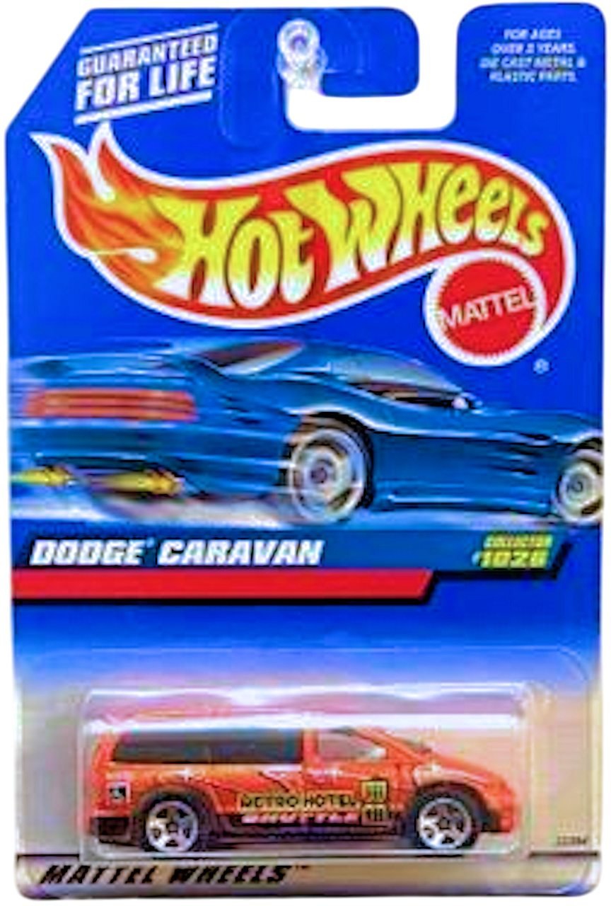 Hot Wheels 1999 - Collector # 1026 - Dodge Caravan - Metallic Orange - USA Blue Car Card