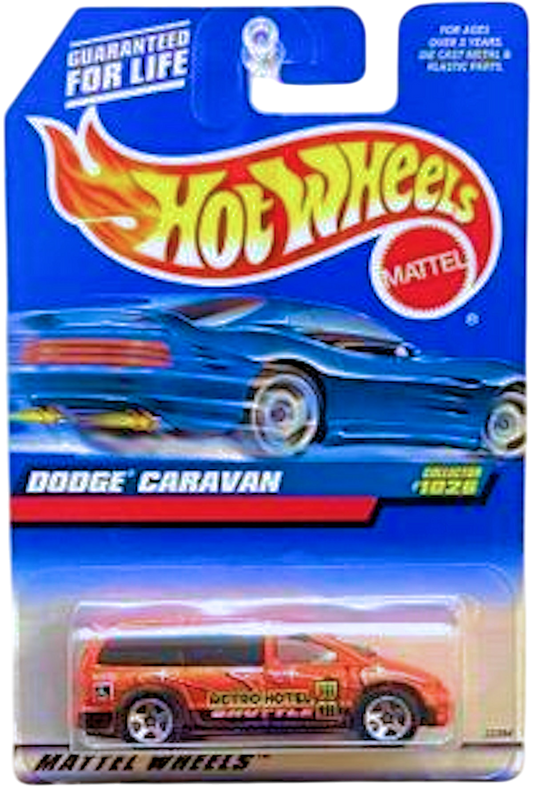 Hot Wheels 1999 - Collector # 1026 - Dodge Caravan - Metallic Orange - USA Blue Car Card