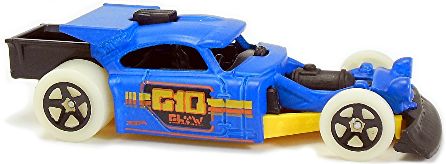 Hot Wheels 2018 - Collector # 357/365 - HW Glow Wheels 3/10 - Aristo Rat - Blue - USA 50th Card