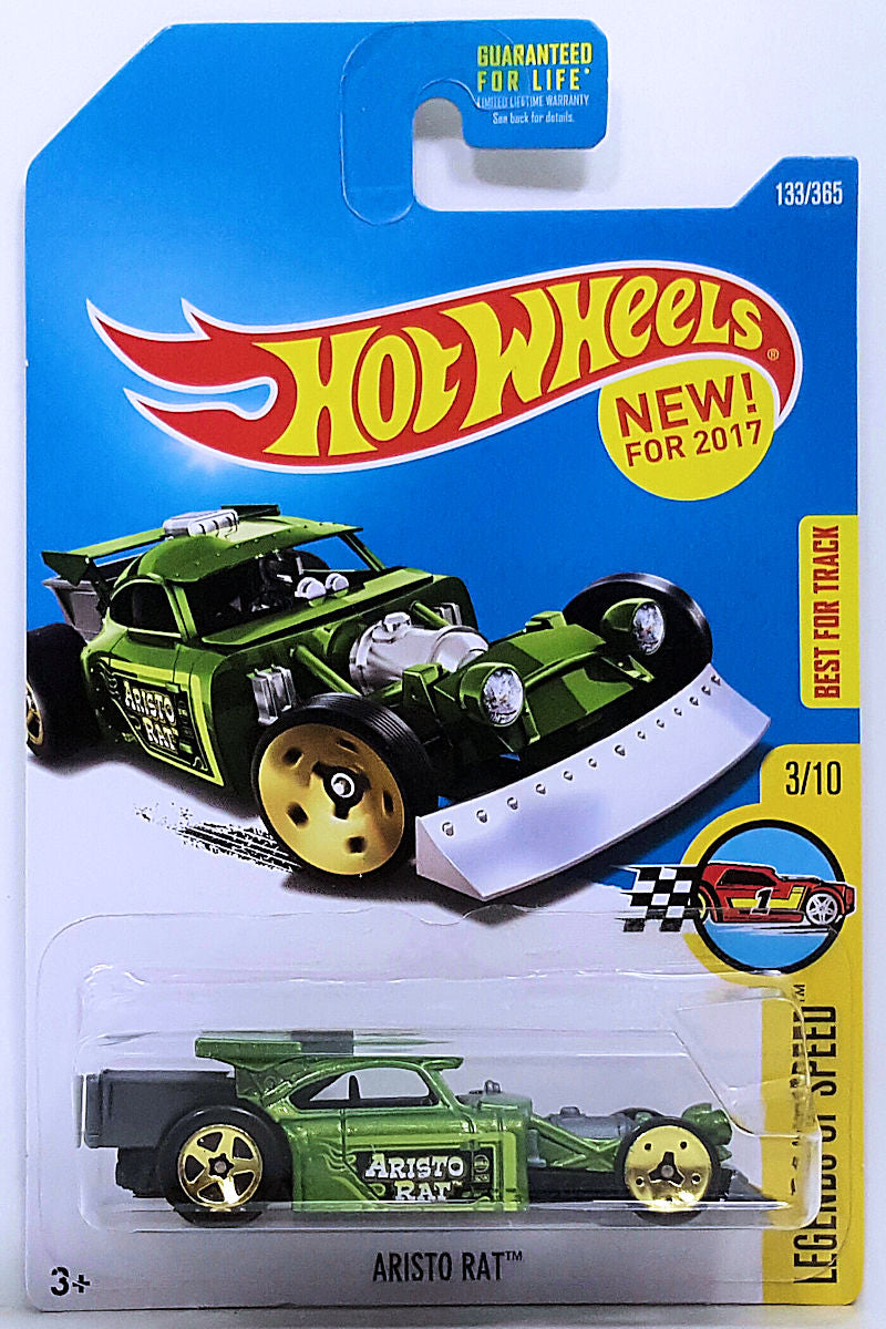 Hot Wheels 2017 - Collector # 133/365 - Legends of Speed 03/10 - New Models - Aristo Rat - Green Metalflake - USA Card
