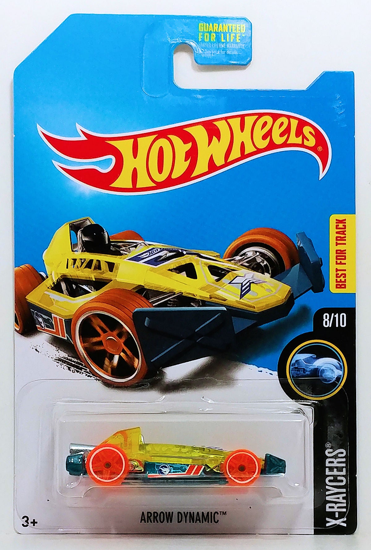 Hot Wheels 2017 - Collector # ---/365 - X-Raycers 8/10 - Treasure Hunts - Arrown Dynamic - Transparent Yellow Body / Teaal Metal Base - USA Card