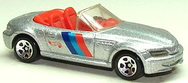 Hot Wheels 1997 - Collector # 518 - First Editions 6/12 - BMW M Roadster - Silver - 5 Spokes - Black Painted Metal Base