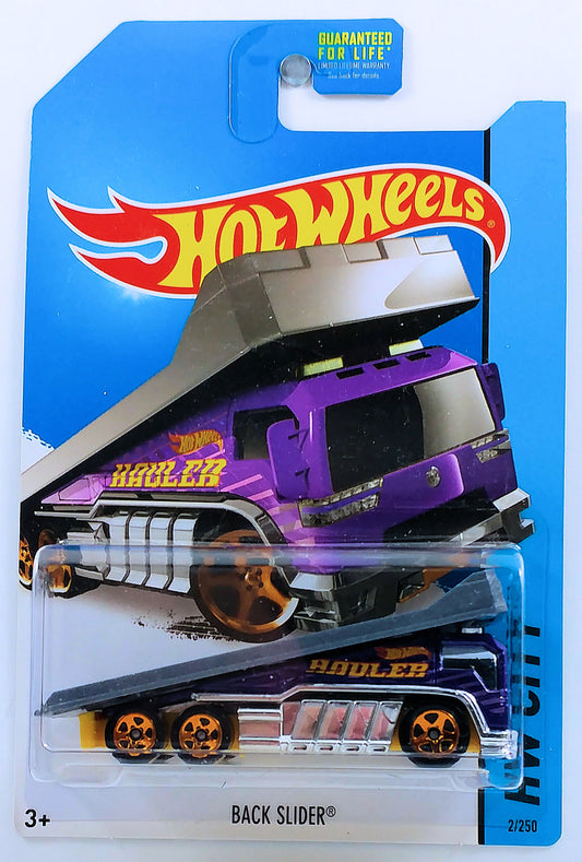 Hot Wheels 2014 - Collector # 002/250 - HW City / HW City Works - Back Slider - Purple / Hauler - USA Card