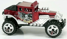 Hot Wheels 2013 - Collector # 090/250 - HW Stunt / Desert Force / New Models - Baja Bone Shaker - Metallic Red / Skull & Crossbones Flag on Door - USA Card