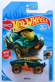 Hot Wheels 2018 - Collector # 137/365 - Street Beasts 10/10 - New Models - Beat All - Transparent Blue - USA 50th Card
