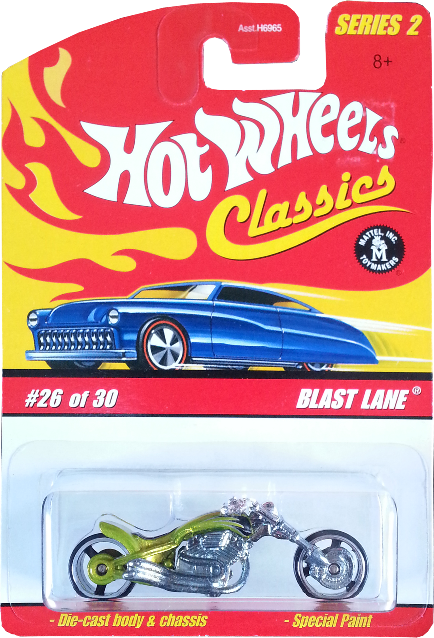 Hot Wheels 2006 - Classics Series 2 # 26/30 - Blast Lane (Chopper, Motorcycle) - Spectraflame Anti-Freeze - Metal/Metal - Limited Edition