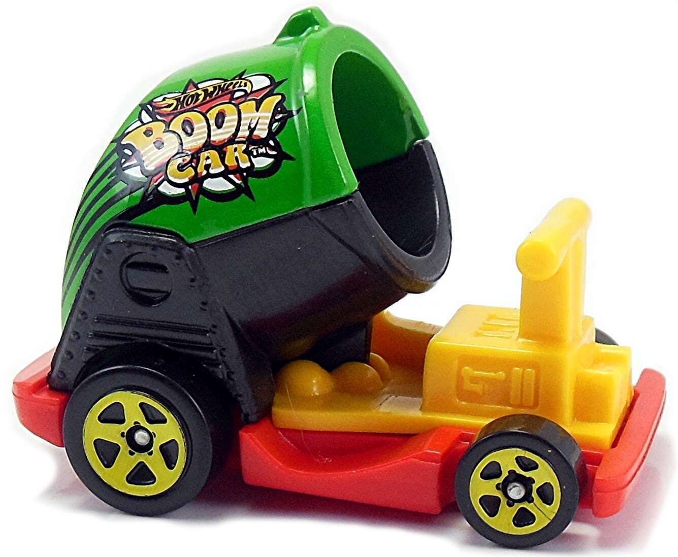 Hot Wheels 2018 - Collector # 018/365 - HW Fun Park 1/5 - Boom Car - Green, Black, Yellow & Red - Yellow 5 Spoke Wheels - USA 50th Card