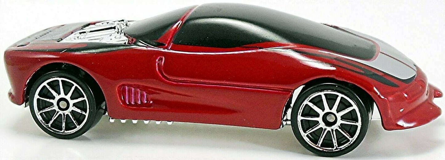 Hot Wheels 2005 - Collector # 073/183 - Final Run 3/5 - Buick Wildcat - Dark Red / White Stripes - 10 Spokes - USA '05 Card