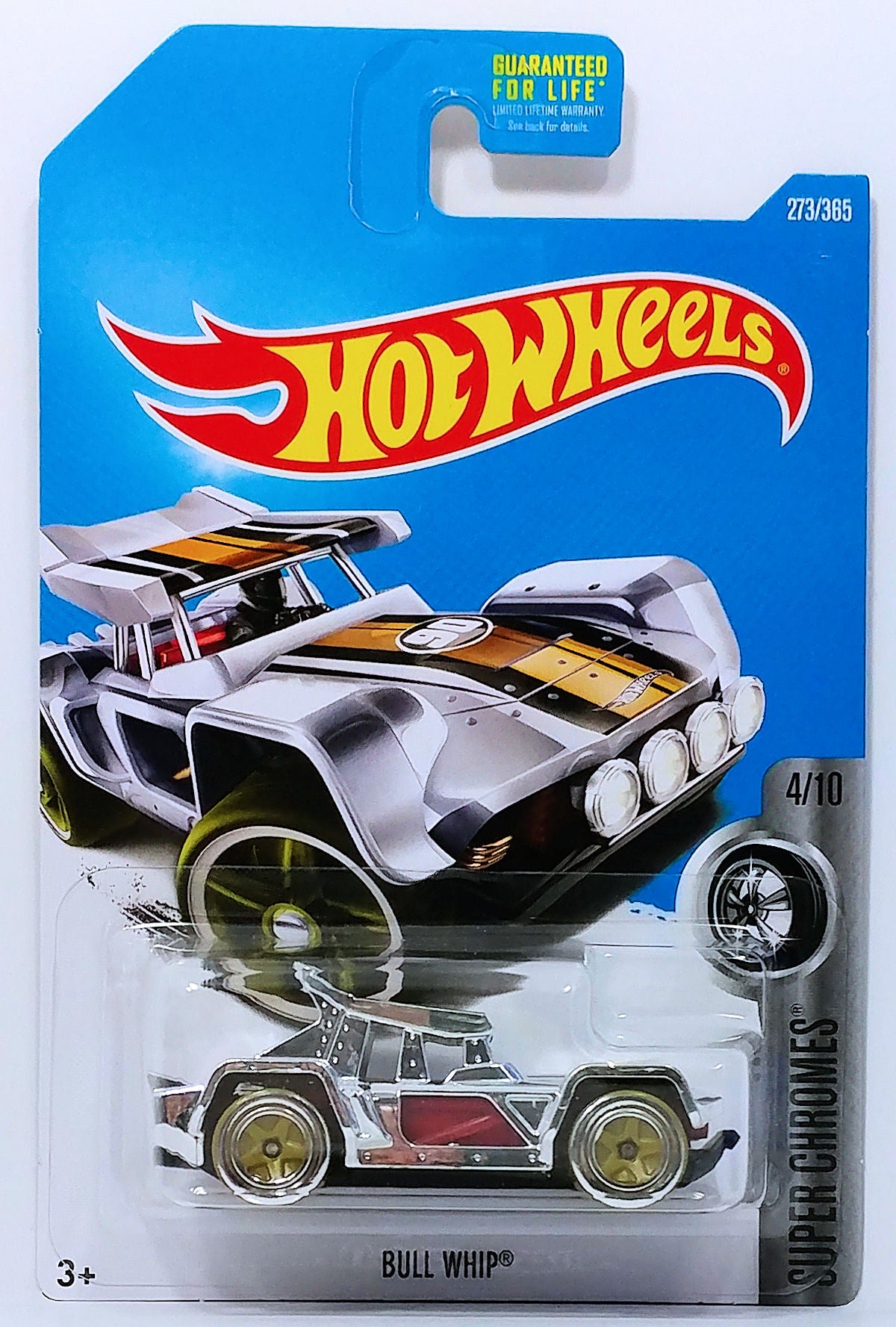 Hot Wheels 2017 - Collector # 273/365 - Super Chromes 4/10 - Bull Whip - Chrome Body / Red Interior - USA Card