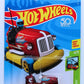 Hot Wheels 2018 - Collector # NONE - HW Fun Park 4/5 - Treasure Hunt - Bump Around - Red Metalflake Body / Circle Flame Logo on Sides / Yellow Base - USA 50th Card