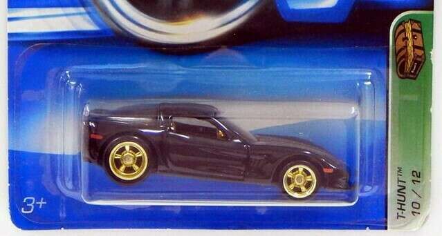 Hot Wheels 2006 - Collector # 048/223 - Treasure Hunts 10/12 - Corvette C6 - Glossy Black - Gold Real Riders - SC
