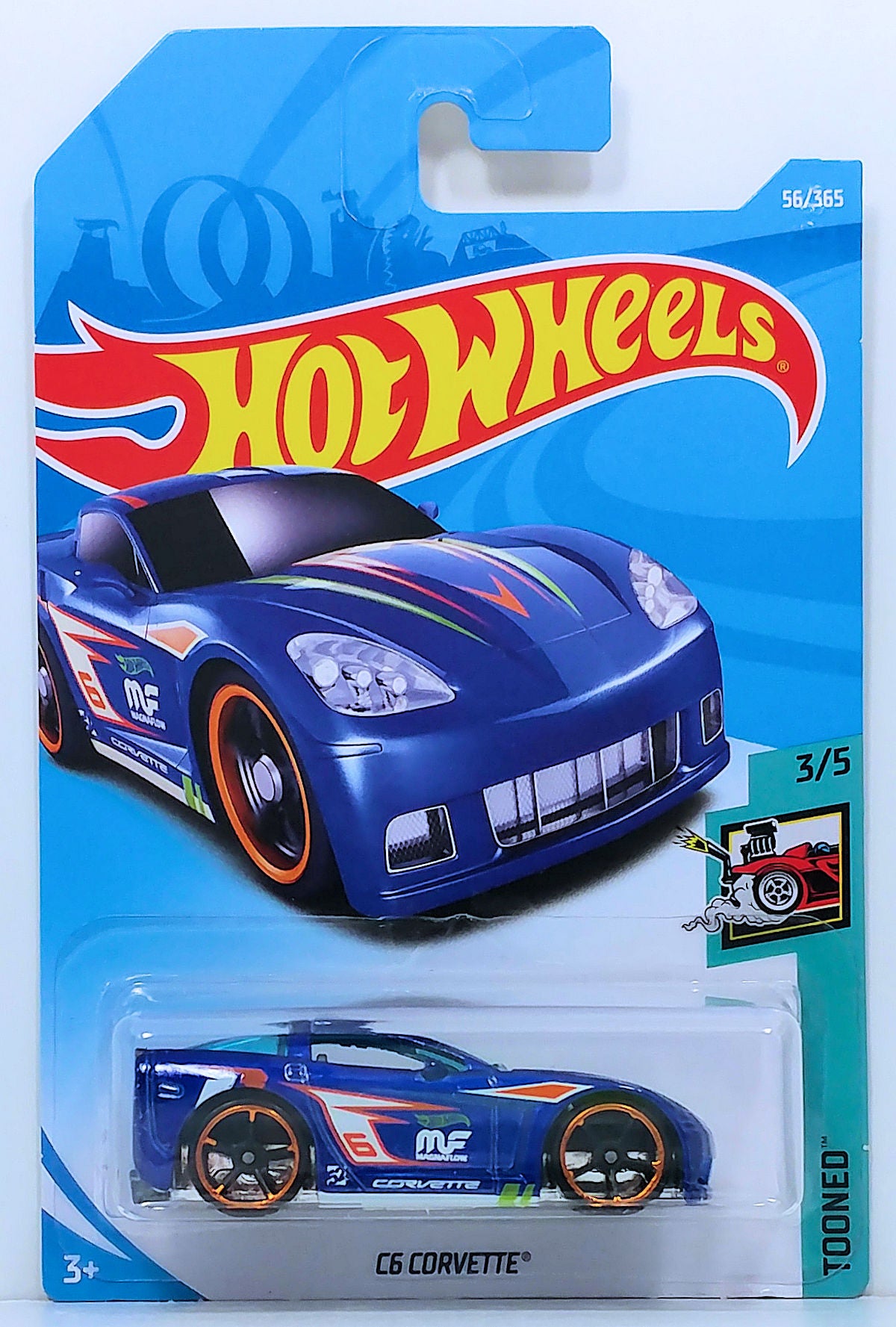 Hot Wheels 2018 - Collector # 056/365 - Tooned 3/5 - C6 Corvette (Tooned) - Blue - International Card