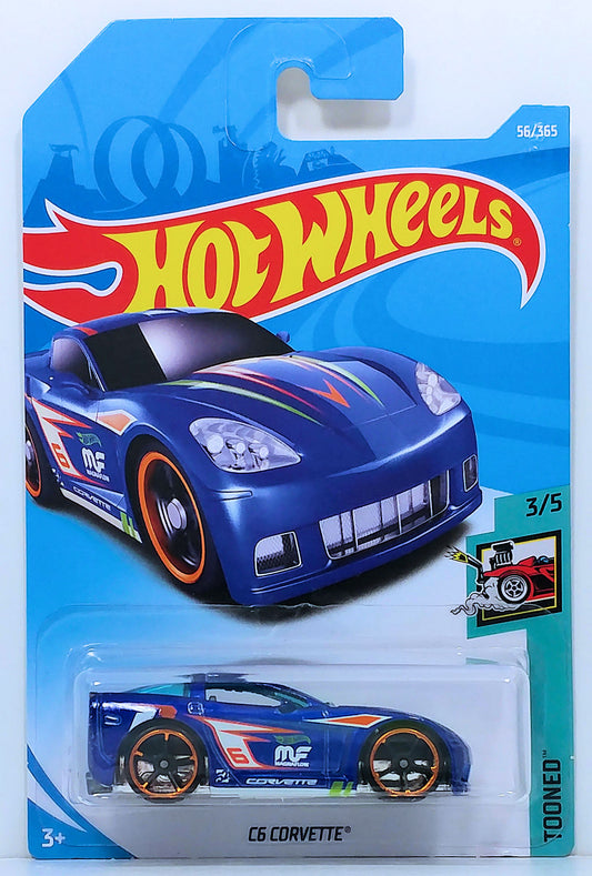 Hot Wheels 2018 - Collector # 056/365 - Tooned 3/5 - C6 Corvette (Tooned) - Blue - International Card