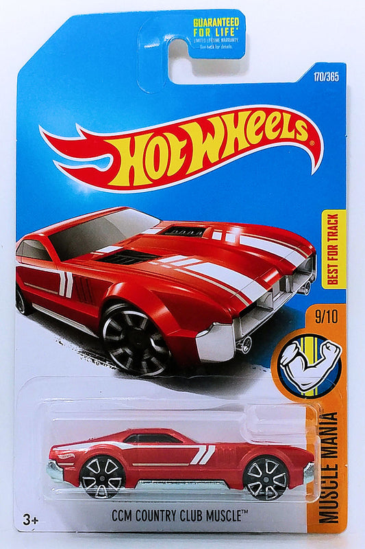 Hot Wheels 2017 - Collector # 170/365 - Muscle Mania 9/10 - CCM Country Club Muscle - Red - USA Card