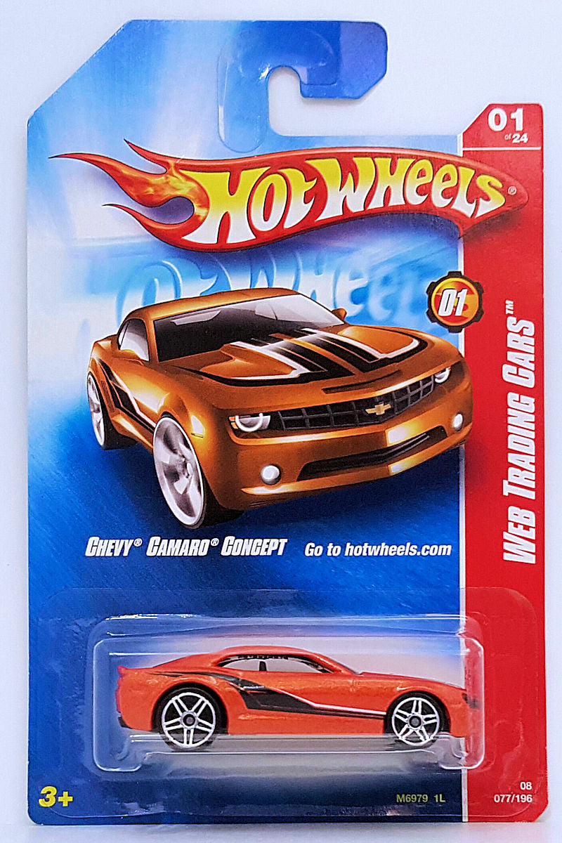 Hot Wheels 2008 - Collector # 077/196 - Web Trading Cars 01/24 - Chevy Camaro Concept - Orange - PR5 Wheels - USA Card