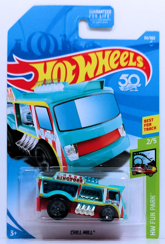 Hot Wheels 2018 - Collector # 094/365 - HW Fun Park 2/5 - Chill Mill - Aqua - USA 50th Card