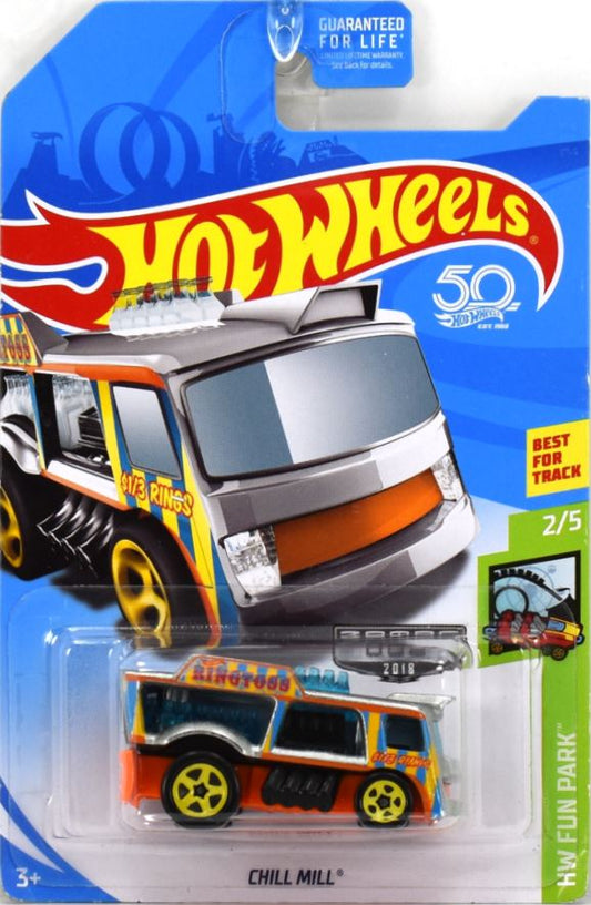 Hot Wheels 2018 - Collector # NONE - HW Fun Park 2/5 - ZAMAC 008 - Chill Mill - ZAMAC - Walmart Exclusive - USA 50th Card