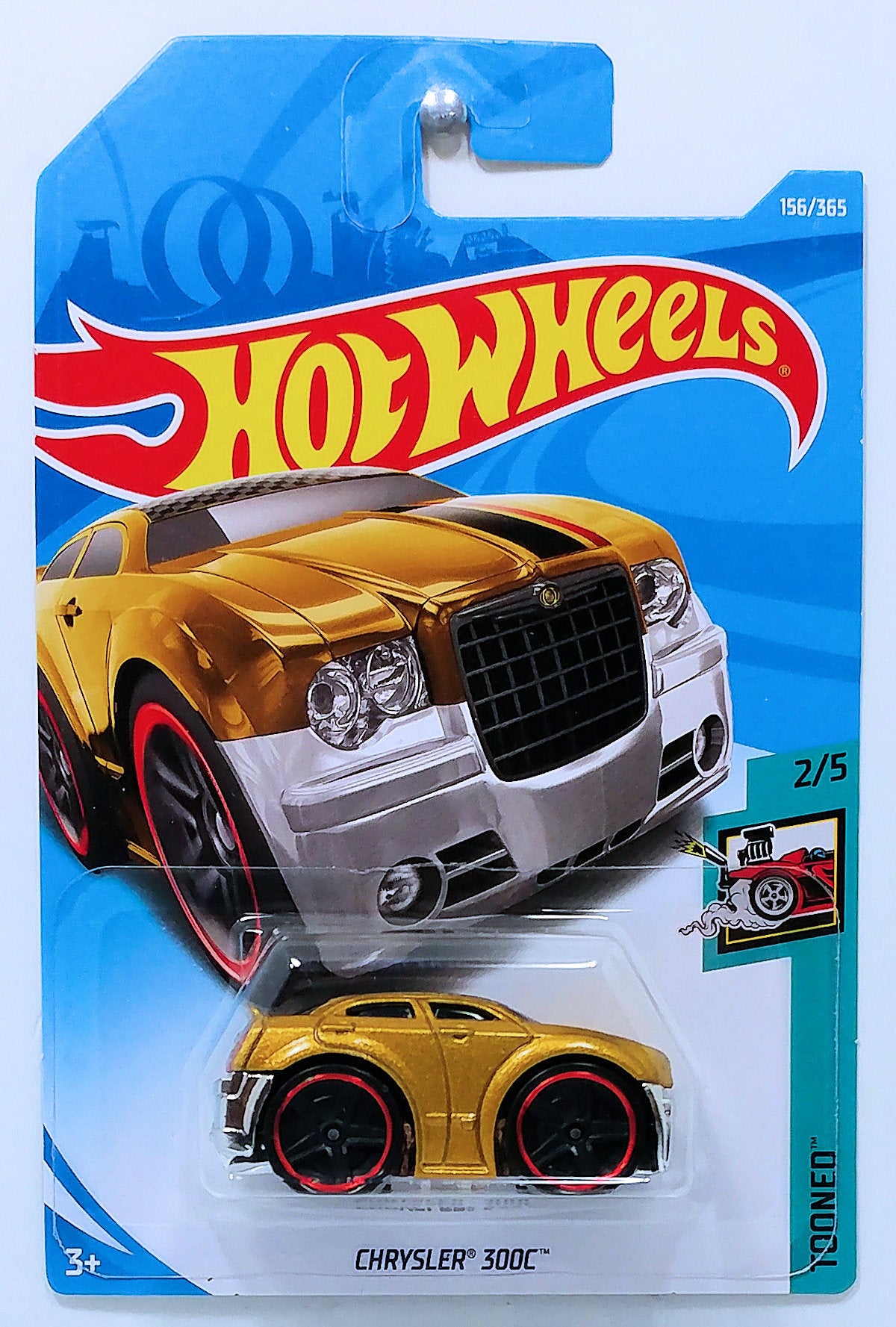 Hot Wheels 2018 - Collector # # 156/365 - Tooned 2/5 - Chrysler 300C (Blings) - Gold  - International Card