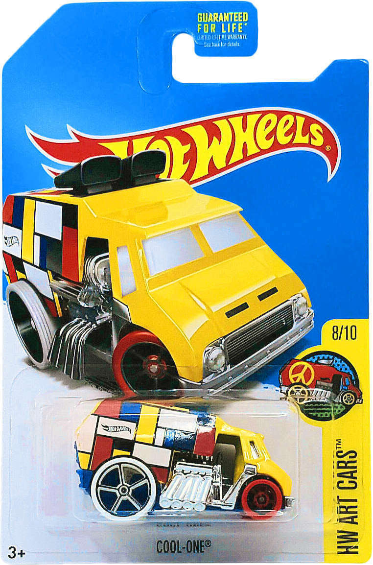 Hot Wheels 2017 - Collector # ---/365 - HW Art Cars 8/10 - Cool-One - Yellow - KMart Exclusive - USA Card
