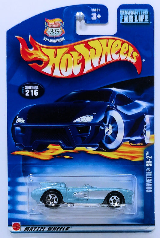 Hot Wheels 2002 - Collector # 216/240 - Corvette SR-2 - Light Blue - USA '35th Anniversary' Card