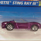 Hot Wheels 1997 - Collector # 595 - Corvette Sting Ray III - Metallic Purple - 7 Spokes - USA Blue & White Card