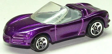 Hot Wheels 1997 - Collector # 595 - Corvette Sting Ray III - Metallic Purple - 5 Spokes - USA Blue & White Card